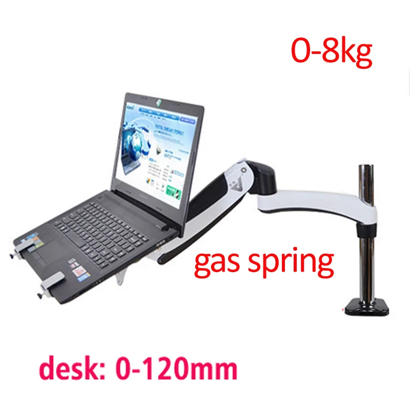 

DL-GM112-LP1 full motion aluminum air press gas spring dual arm laptop desktop Mount swivel grommet hole clamp notebook tray