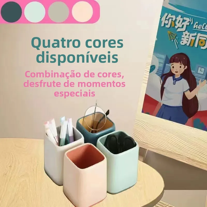 クリエイティブなデュアルトーン学生用文房具ペンホルダー大容量収納ボックスかわいいデスクトップ多機能収納バケツ