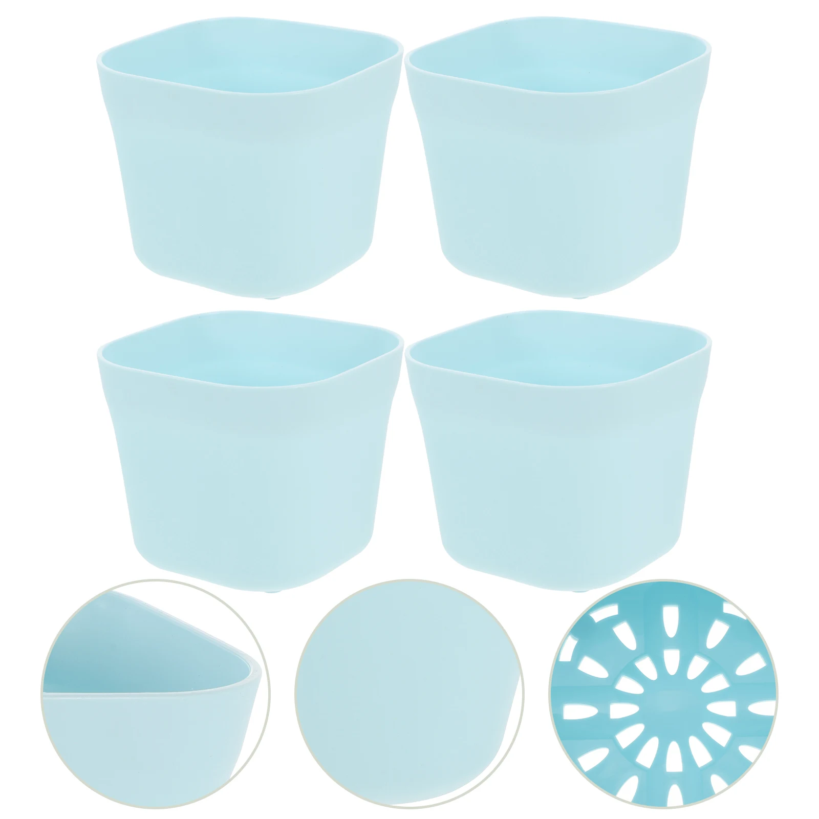 

4pcs Thick Small Flower Pot Set Durable Plastic Planters Drainage Holes Lightweight Garden Supply For Indoor Outdoor Succulent