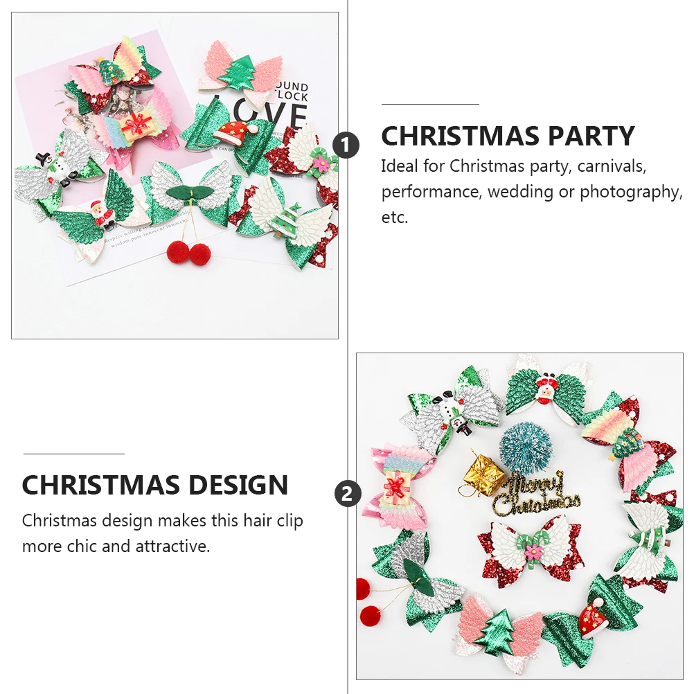 

9 Pcs Christmas Bow Hair Accessories Set Glitter Bows Clips for Girls Hairpin s