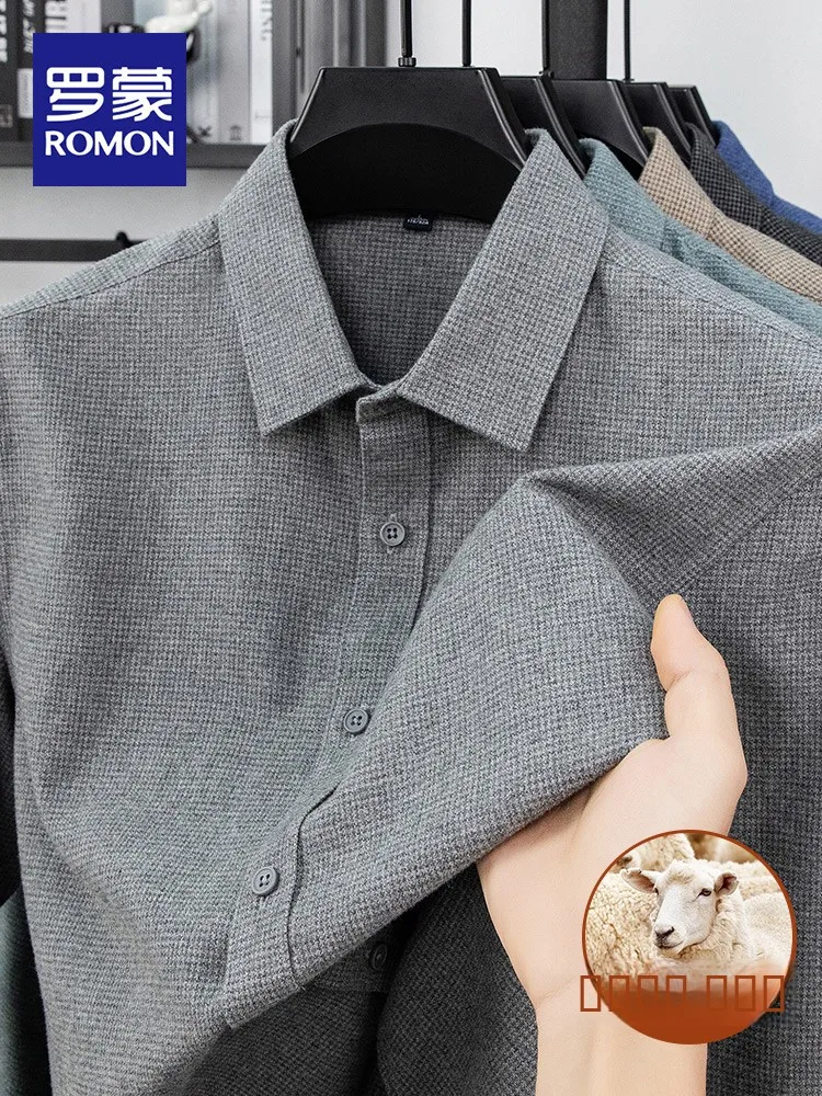 

Мужская длинная рубашка-поло Rn, повседневная, приталенная, базовая, однотонная, универсальная, для весны и осени, из хлопка, модала и шерсти