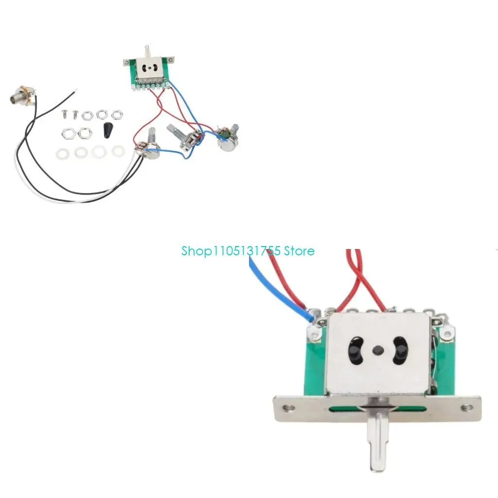 K0EF 5-Way Switch 500k Pots Knobs Wiring Harness Pickup for  Guitar