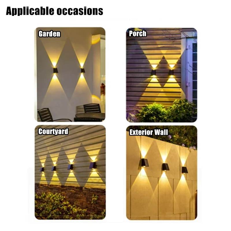 Lâmpada de parede solar impermeável, luz LED ao ar livre, decoração do jardim, iluminação para pátio, iluminação da varanda, 1 Pc, 2 Pcs, 3 Pcs, 4