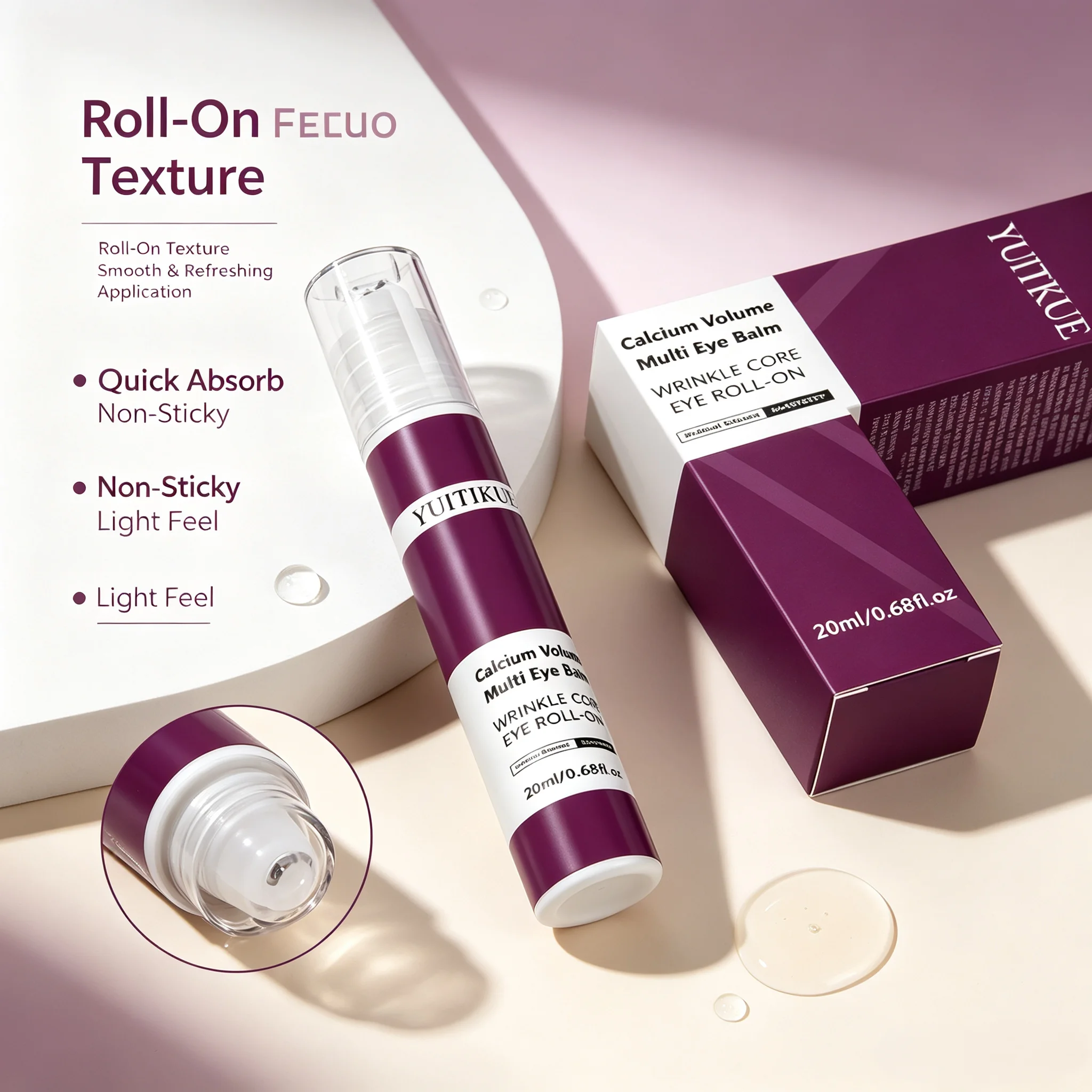 YUITIKUE Eye Roll-On Eye Balm Retinol Extract Elasticity Care Smoothing Fine Lines Portable Roller Eye Skin Care 20ml