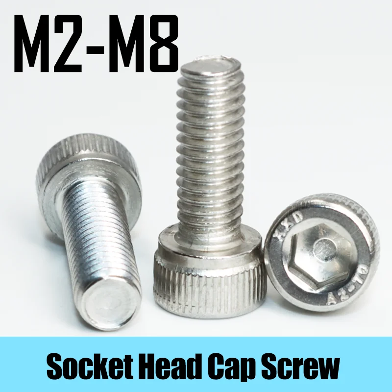 100p 304 Stainless Steel Hexagon Socket Head Cap Allen Screw M2 M2.5 M3 M4 M5 M6 Hex Cylindrical Head Car License Computer Bolt