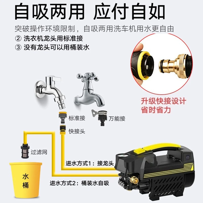 Portable 220V 750W Pressure Cleaner for Car, Snow Foam Washer Machine with Brush Pump and Car Accessories
