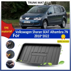 Car Rear Trunk Mat For Volkswagen Sharan SEAT Alhambra 7N 2010~2022 TPE Storage Pad Floor Mat Anti slip Waterproof Anti scratch