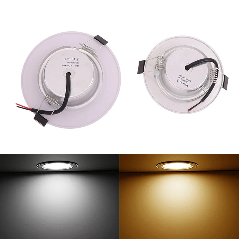 New 5W 9W 12W LED Downlight Round Panel Light Cold Warm White Spot Lamp 220V Ceiling Light Recessed Down Light Lighting