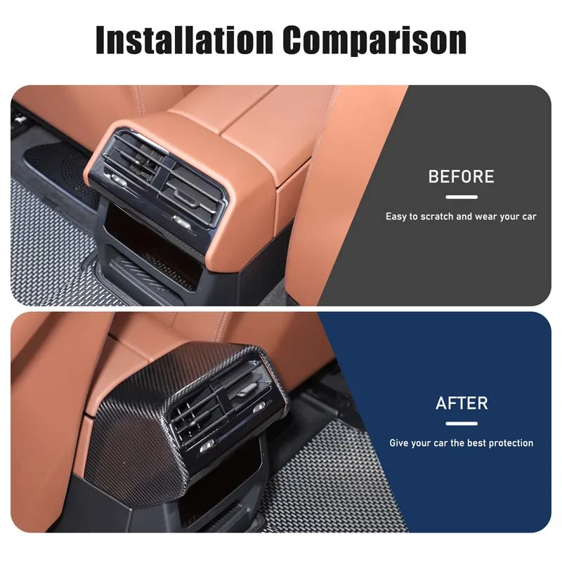 NEW!!For BMW 5 Series G60 i5 2024 2025 Car Stickers Rear Air Conditioner Air Outlet Protective Cover Vent Kick Proof Frame Trim
