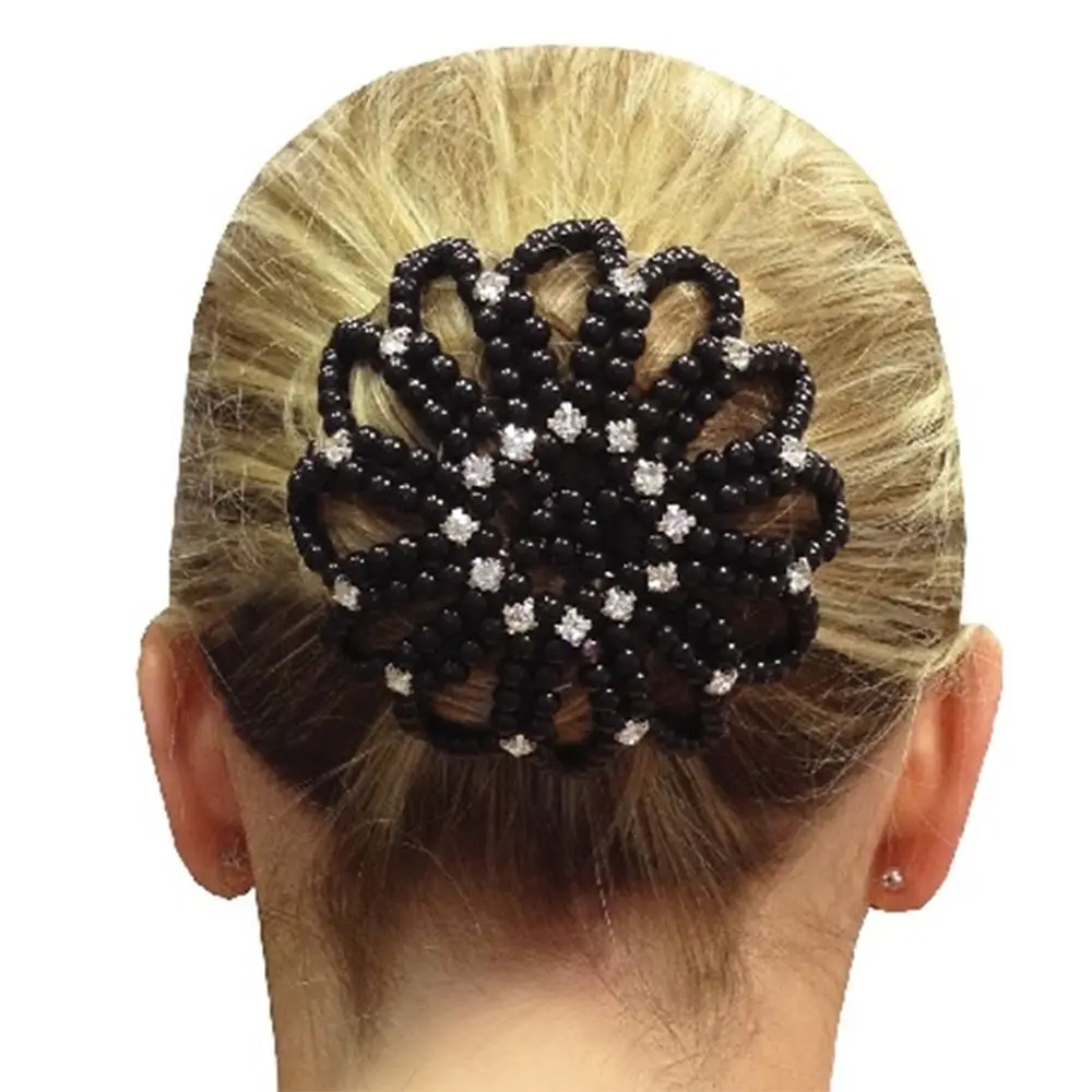 Girls Fashion Crystal Crochet Balle Snood Handmade Hair Bun Pearl Hair Nets Bun Net Headwear