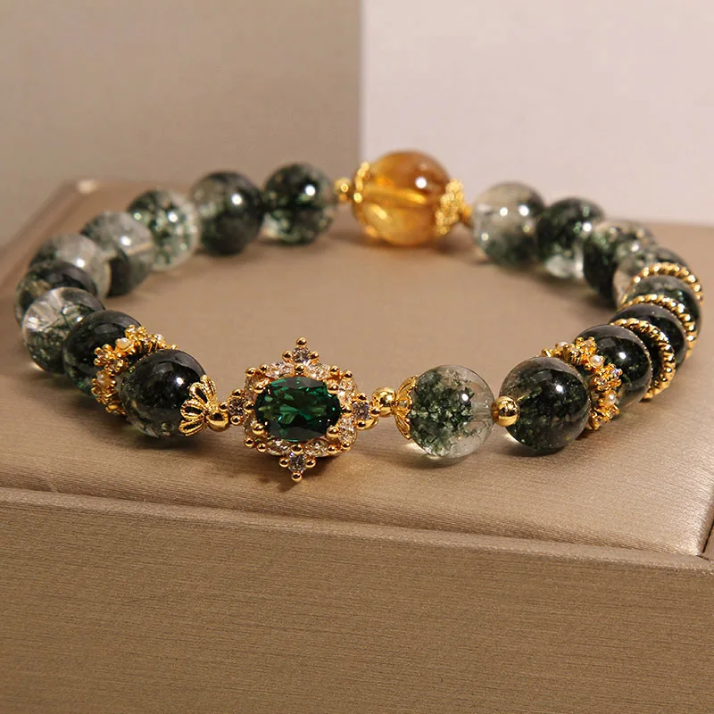 Natural Green Crystal Double - Strand Bracelet, Radiating Vitality and Symbolizing Wealth with Healing and Balancing Powers