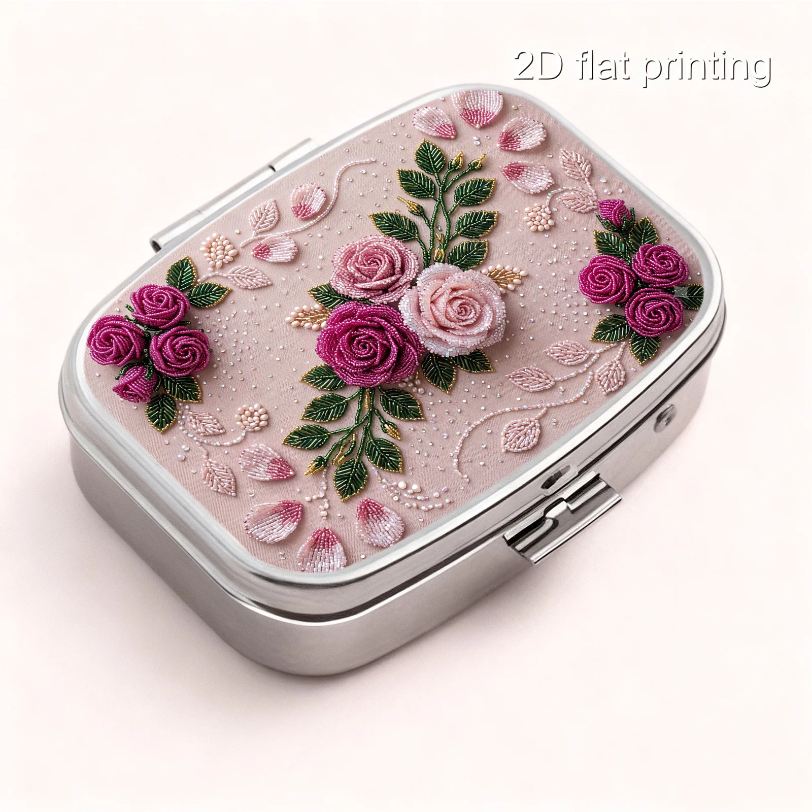フラット印刷、ポータブルミニ二層ピルボックス、ピンクと紫のバ - Embroidery Moisturizer のレビューと価格