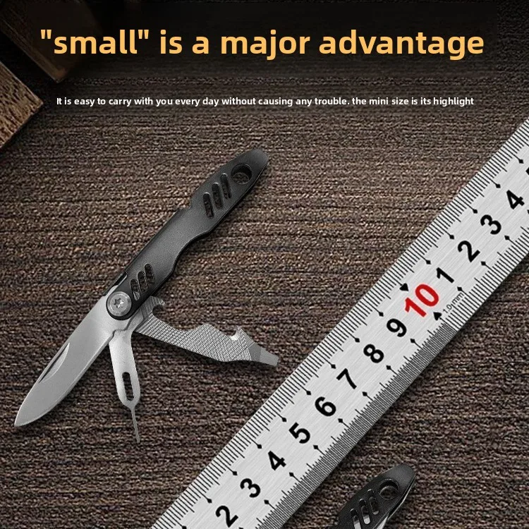 Mini EDC Pocket Knife Keychain, Multifunction Tool with SIM Ejector & Bottle Opener for Outdoor, Camping, Hiking