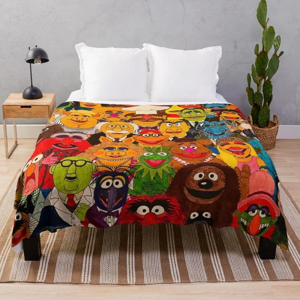

Retro Cartoon The Muppet Art Pattern Throw Blanket Multi Use Warm Blanket for Living Room Bedroom