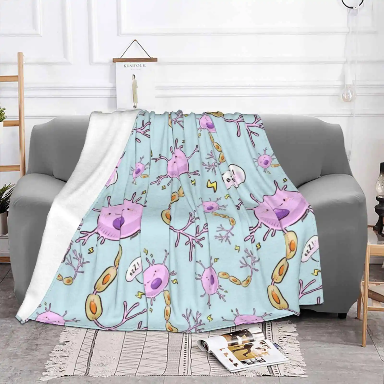 Neuron Fashion Soft Warm Flannel Blanket Marchmemes March Memes Neuron Neurology Neuroscience Biology Cartoon Instagram Comic