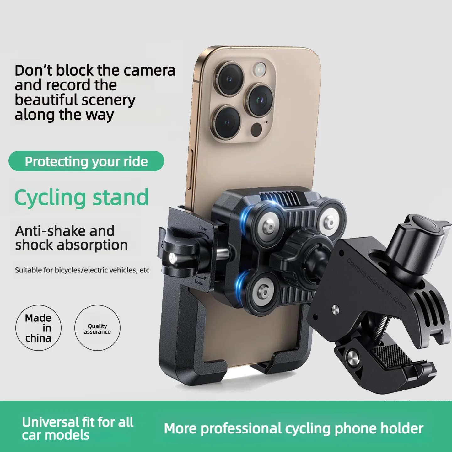 Uchwyt na telefon do roweru, [Kompatybilny z kamerą] Uchwyt na telefon do motocykla, skutera elektrycznego, roweru górskiego, crossa i motocykla - 360 stopni — zdjęcie produktu 2