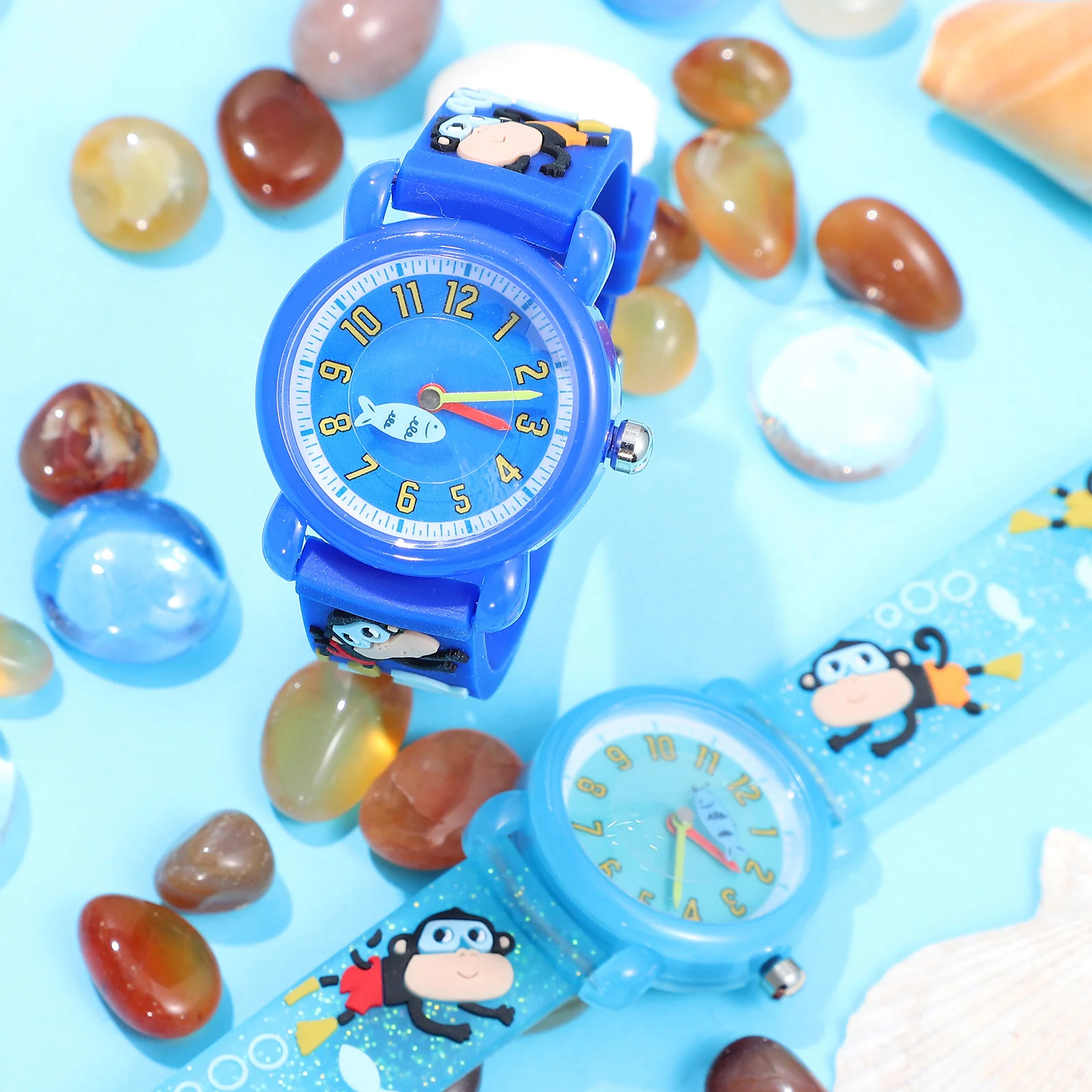 2Pcs Watches Cartoon Marine Theme Large Dial Time Awareness Watch Gift Watch Cartoon Watches