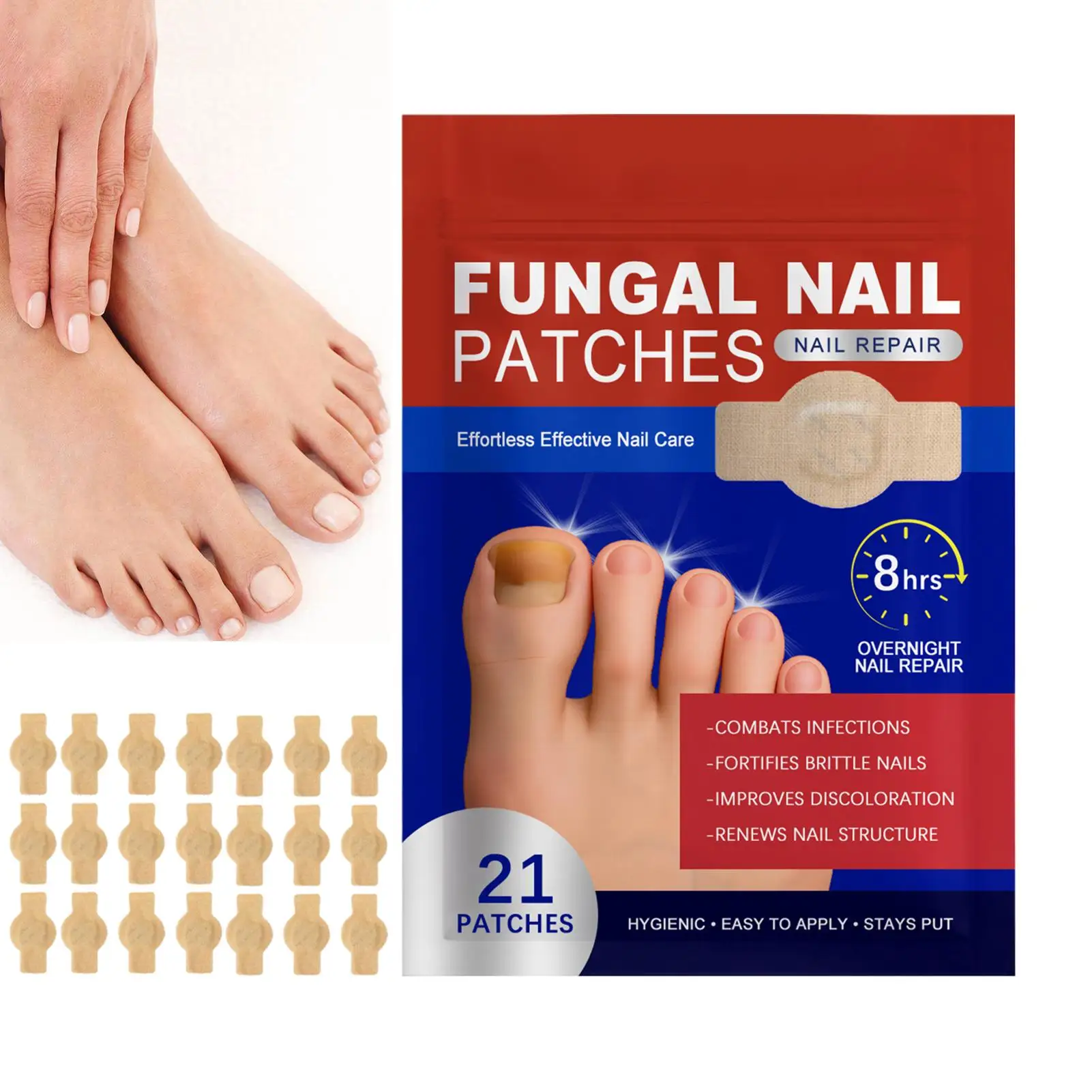 爪修復パッチ 夜間足爪再生パッチ 21 枚 健康的な外観を回復 爪の成長を改善 強化