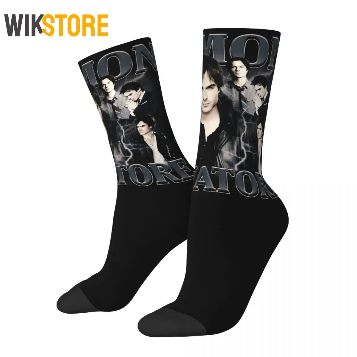 

Funny Damon Salvatore Basketball Socks The Vampire Diaries Ian Somerhalder Tv Series Crazy Socks for Unisex Breathable Cute Sock