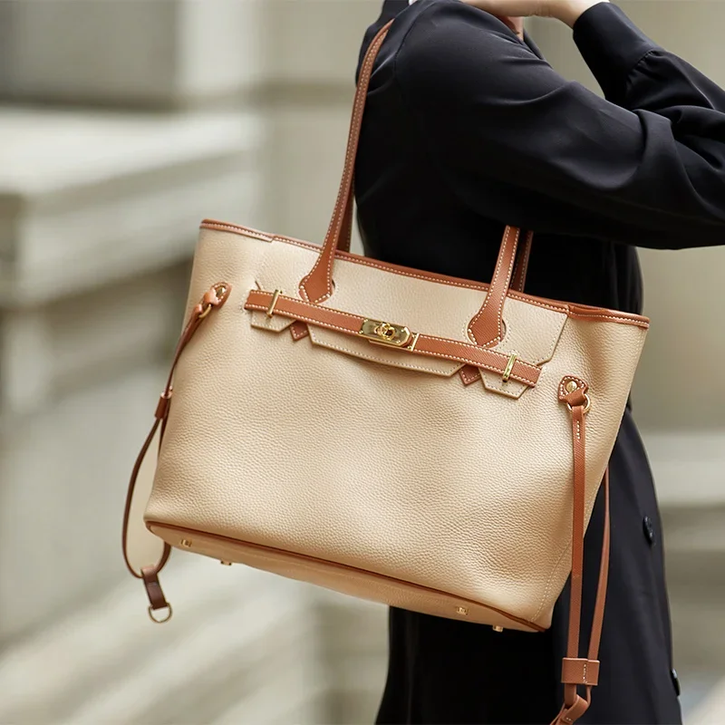 Luxury leather handbag Women's bag designer handbag travel simple texture large capacity tote bags