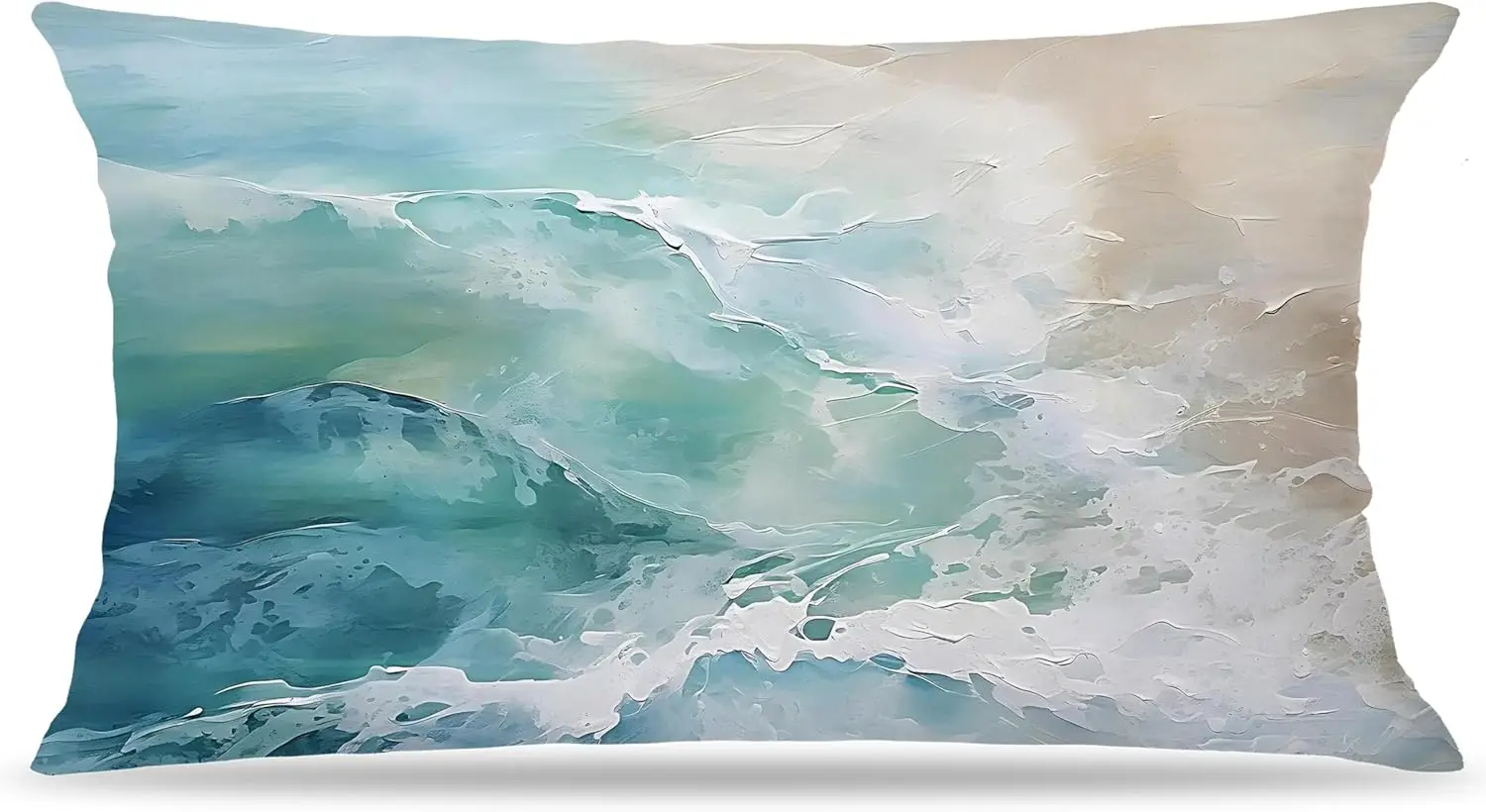 Coastal Summer Beach Pillow Case Double-Sided Ocean Seascape Decorative Cushion Cover, Beach House Home Couch Decor, 1PC