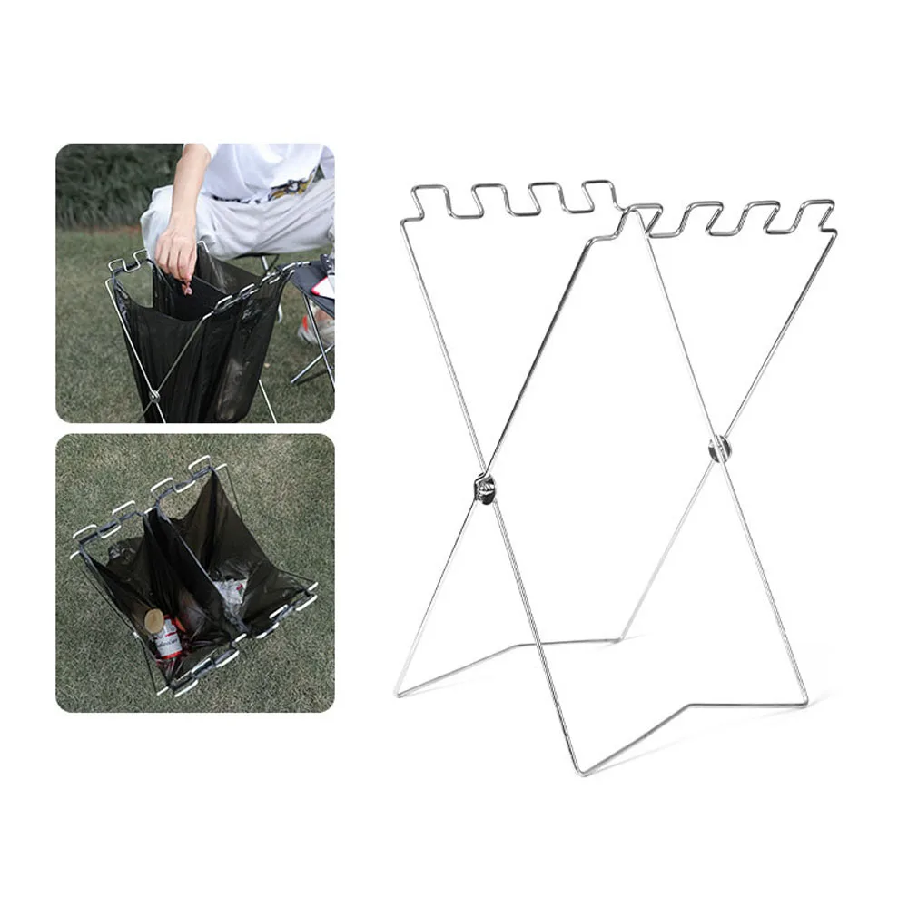 

Hanging Foldable Outdoor Picnic Folding Trash Rack Trash Bag Holder Stand Garbage Frame Garbage Rack