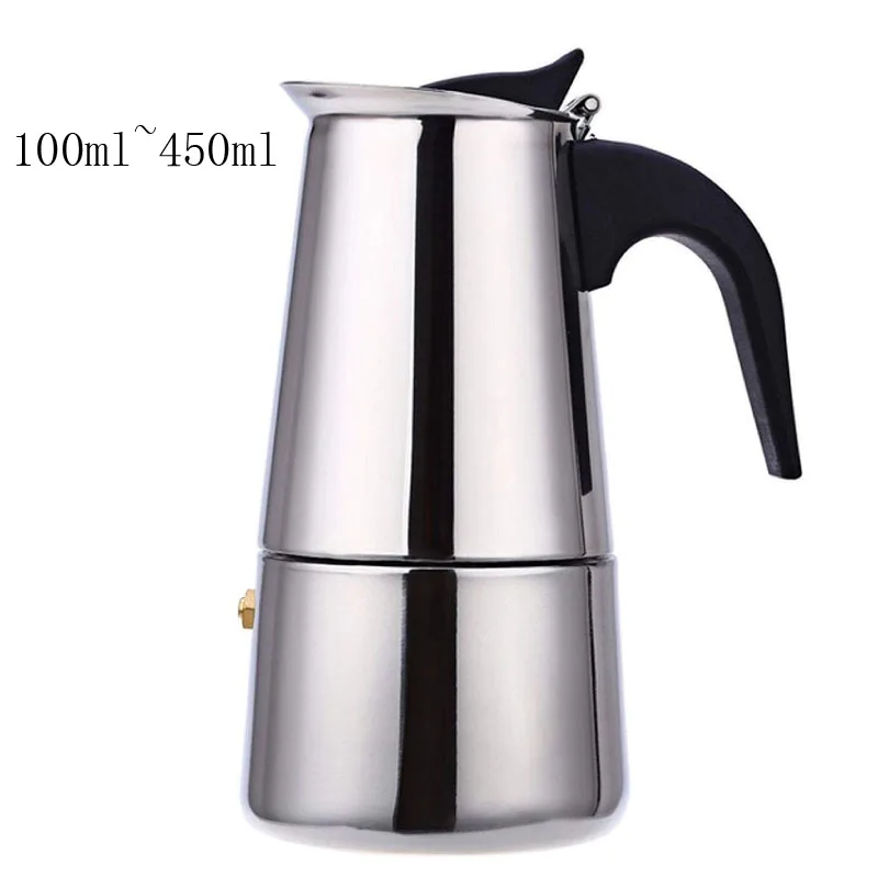 

Stove Top Moka Coffee Pot Stainless Steel Filter Italian Espresso Coffee Maker Percolator Tool Mocha Cafetiere 100/200/300/450Ml