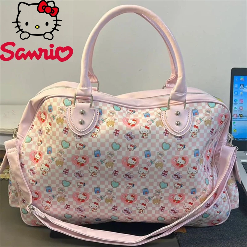  Hello Kitty New Portable Travel Handbag Large Capacity Fashion Women's Portable Travel Handbag Cartoon Storage Travel Bag