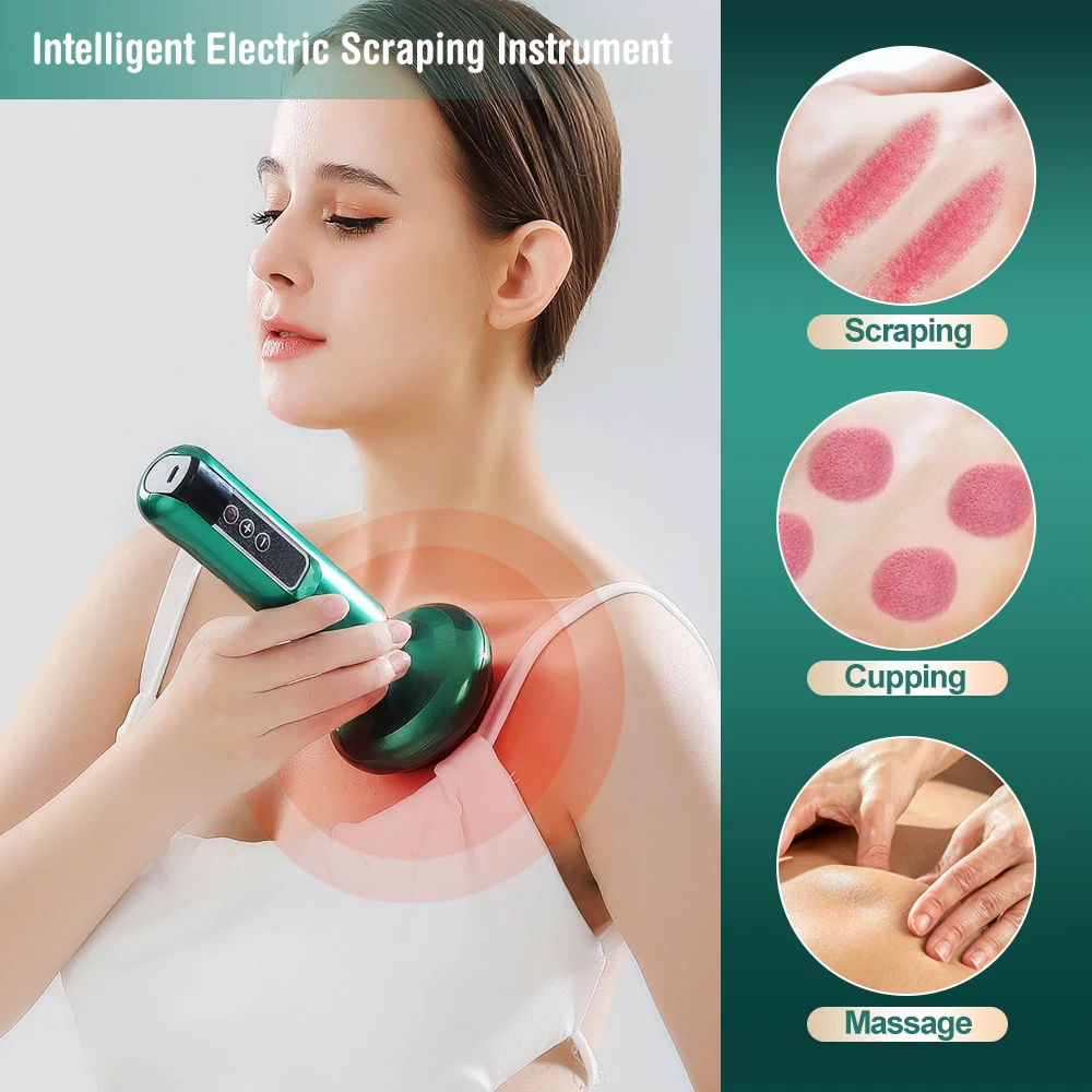 Electric Cupping Massager, Vacuum Suction Cup GuaSha Instrument Anti Cellulite Beauty Scraping Infrared Heat Slimming Massager