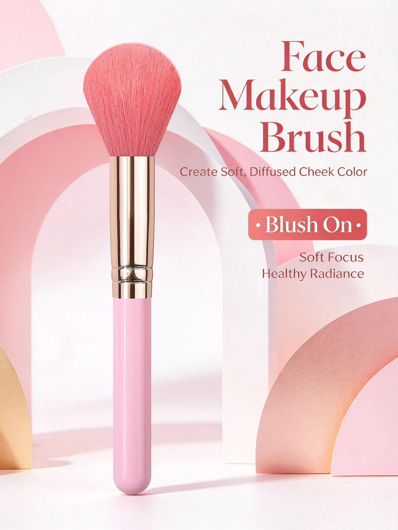 Pink Blush Brush Soft Fluffy Loose Powder Brush Professional Cosmetic Brush for Blush Setting Powder Contour Makeup Beauty Tool