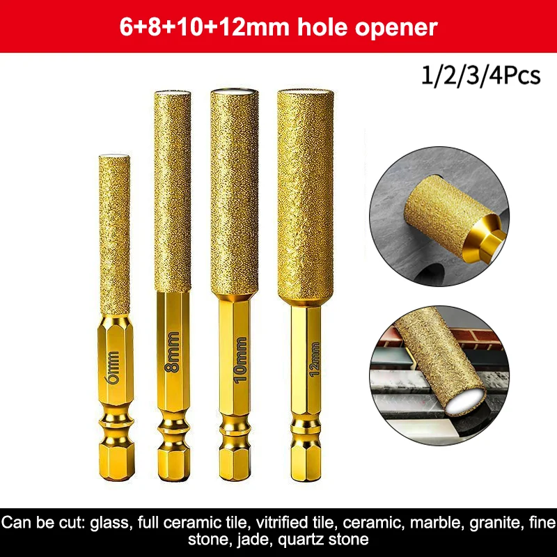 1/2/3/4Pcs Diamond Core Bits Dry Drilling Thread Hexagonal Shank Core  For Ceramic Tile Granite Marble Grinding Heads.