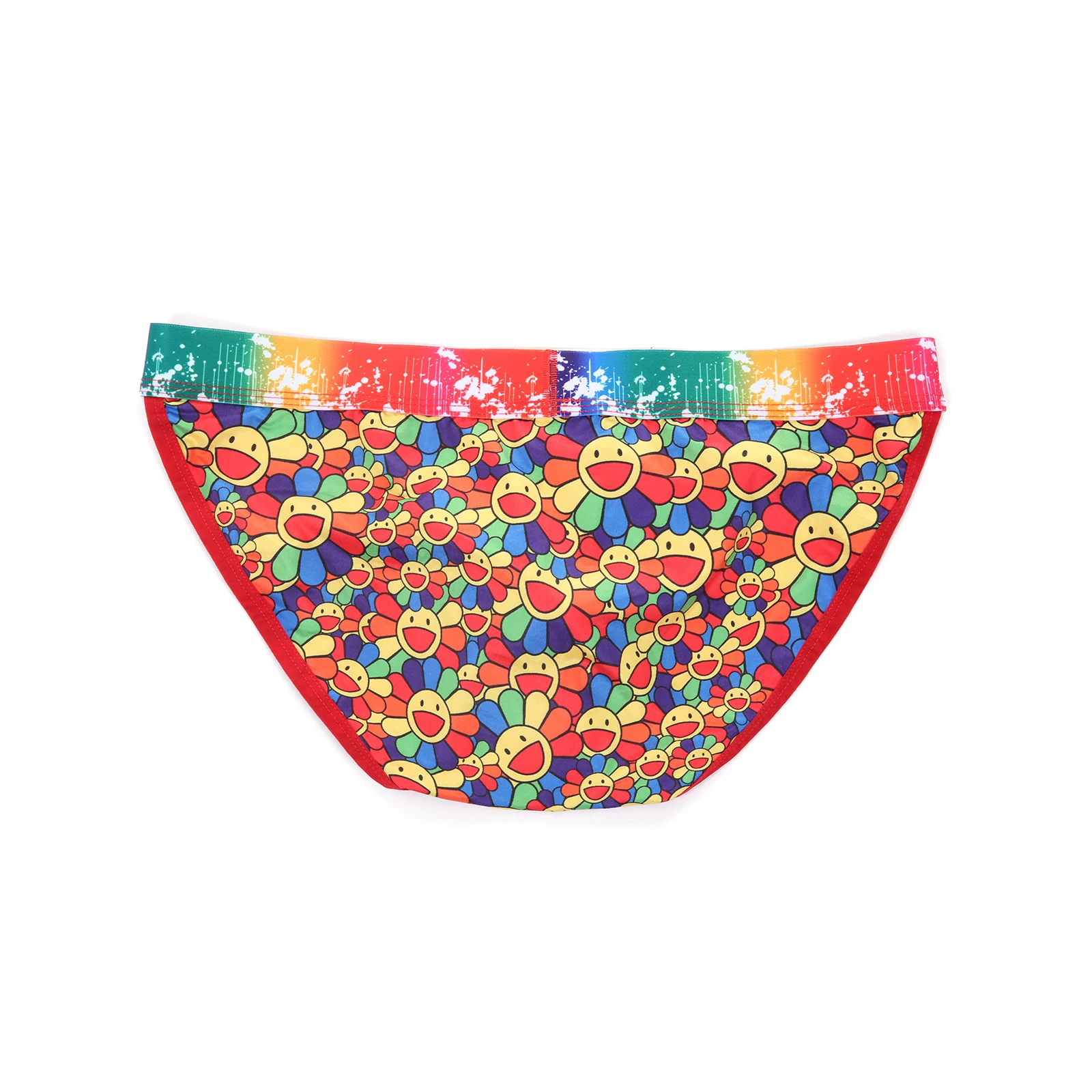 Sexy Slips Regenbogen-Unterwäsche Herren-Panties Erotischer Bulge-Pouch High-Cut Breiter Bund Sonnenblumen-Print Unterhosen Slips – Detail 11