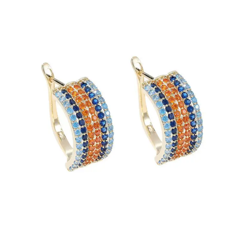 Luxury Color Zircon U-Shaped Ear Buckle Retro Niche Earrings - Advanced Ear Jewelry for Wholesale LYG049