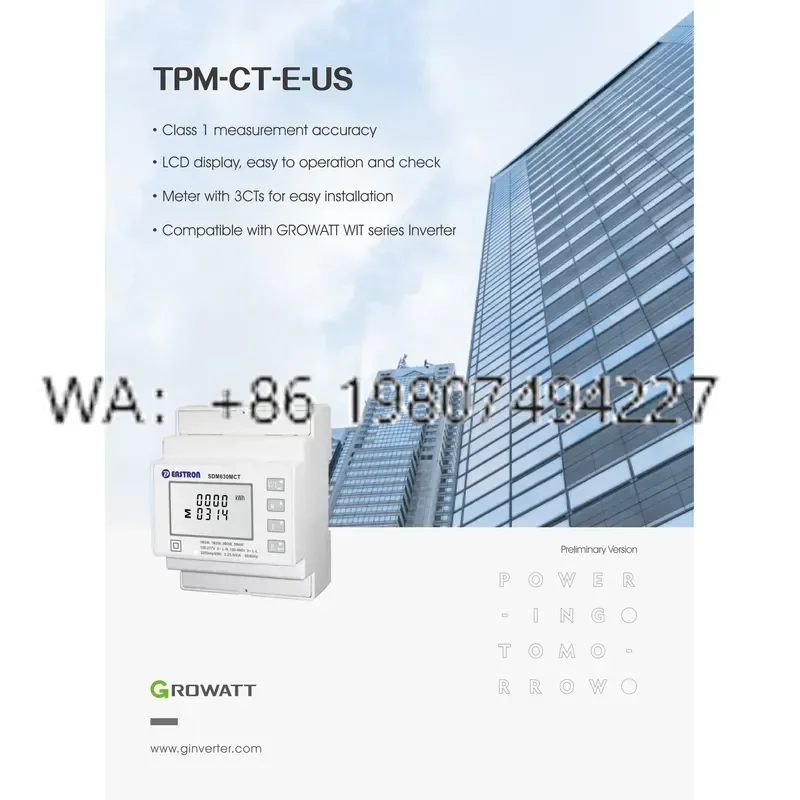 Smart Meter Three Single Phase 250A Class 1.0 Accuracy TPM-CT-E with CT for Growatt Storage Solar Inverters