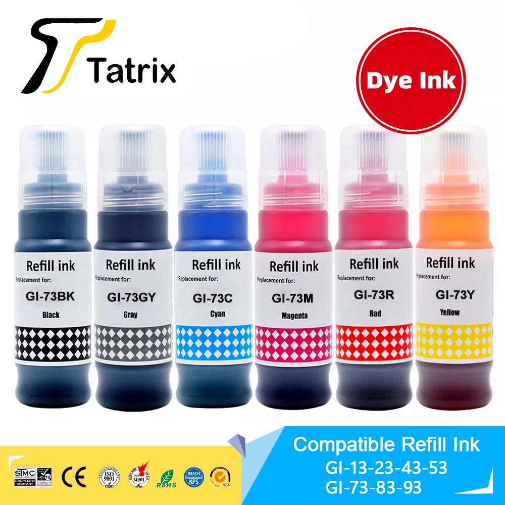 

Tatrix GI 73 GI73 GI-73 Premium Color Compatible Bulk Bulk Bottle Water Based Refill Ink for Canon PIXMA PIXMA G570 G670 Printer