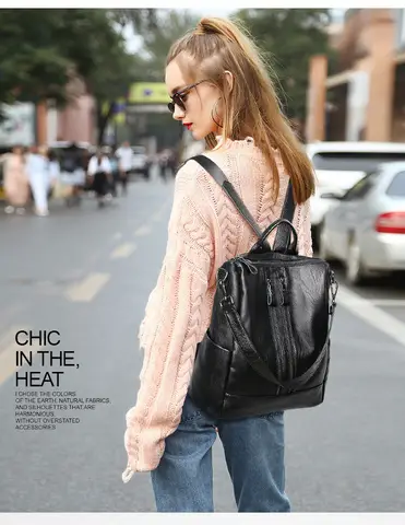 Women Soft Leather Backpack School Black Casual Multifunctional College Bag Large Capacity Shoulder Bags Travel Tote Backpack