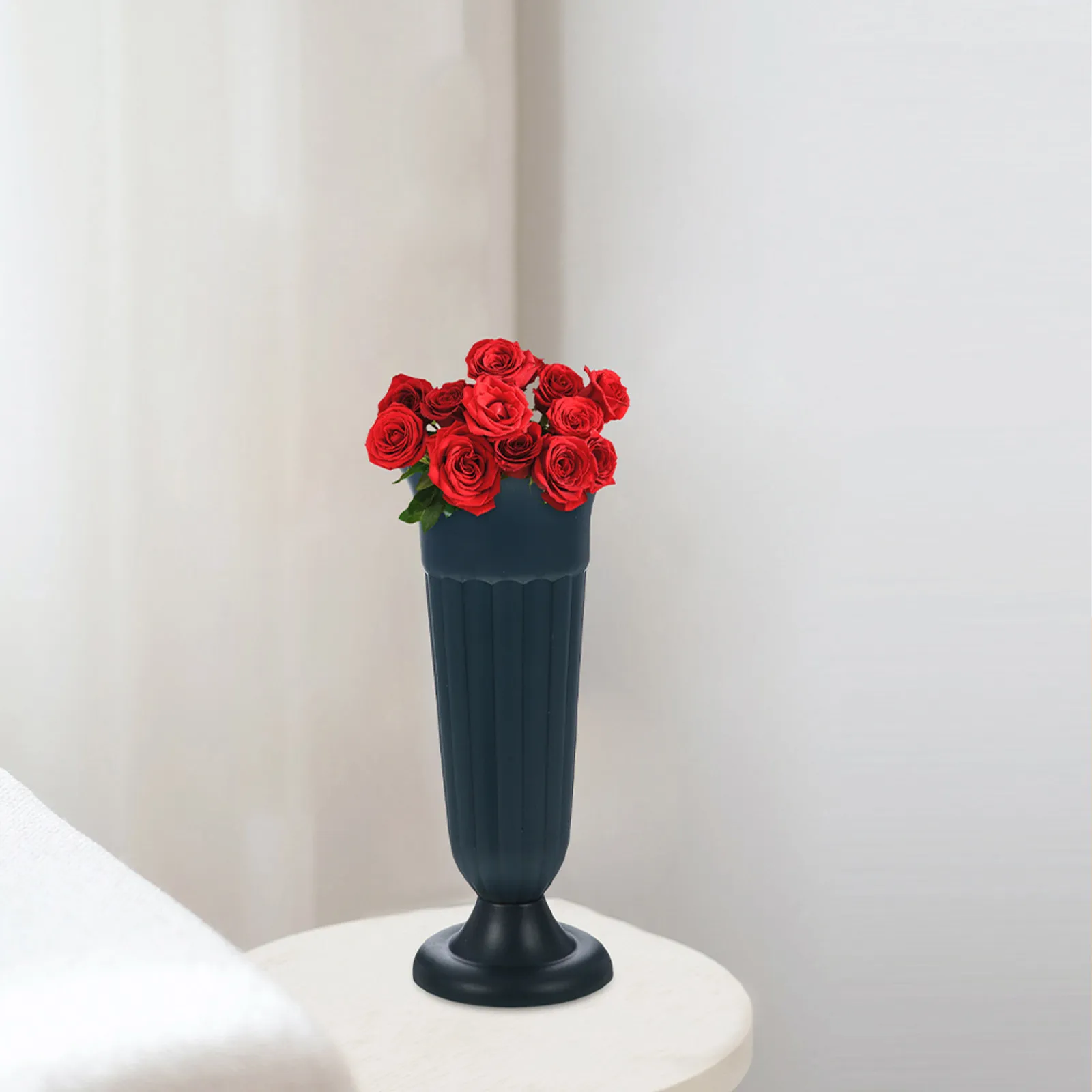 4Pcs Roman Column Grave Flower Holder Dark Green Cemetery Vase Weighted Base Floral Urn for Fresh Artificial Flowers