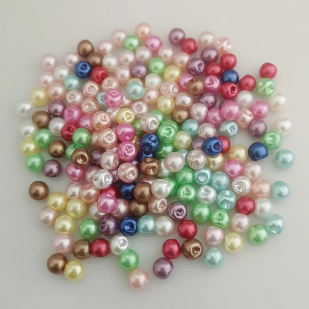 NBNOAV 100Pcs Dress Buttons Fashionable Side Hole 6MM/8MM/10MM Plastic Pearl Button DIY Sewing Supplies