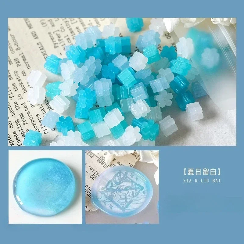60 stks Semi Transparante Jade Kleur Lakzegel Stempel Deeltjes Sakura Vorm Wax Materiaal DIY Handboek Wenskaart Afdichting Tool