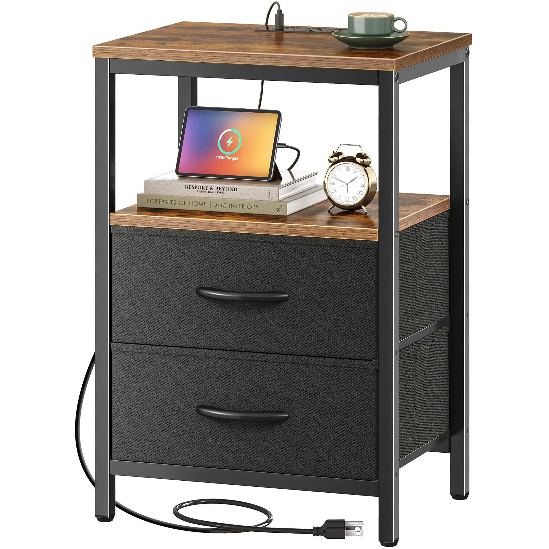 Three-Layer Bedroom Record Storage Cabinet CD Rack Bedside Table Drawers Record Book Storage Rack