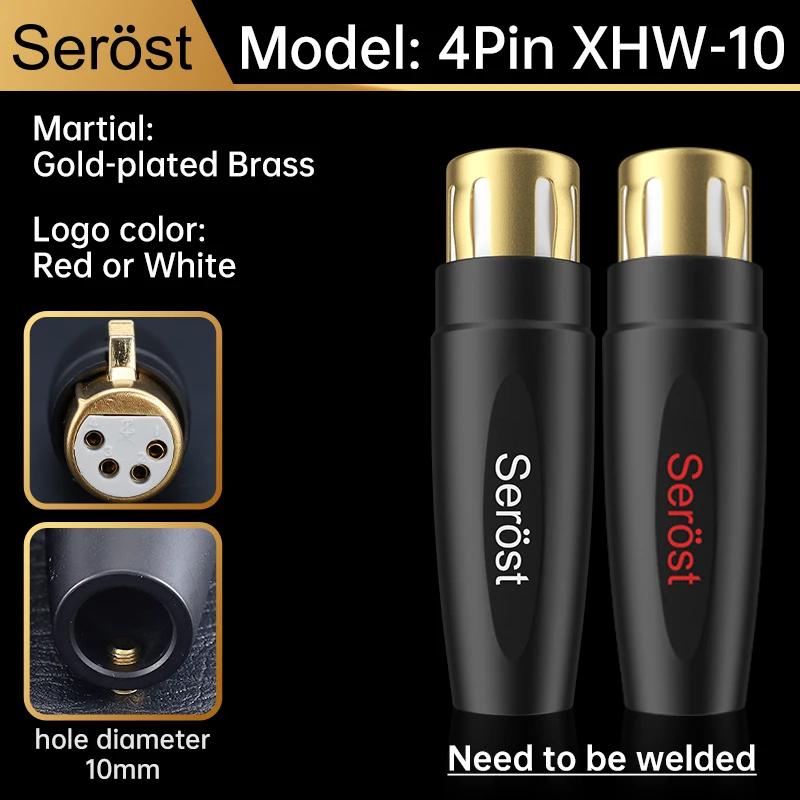 Serost HiFi Audio 3-Pin/4-Pin XLR-Stecker Vergoldeter Messing-Balance-Kabelstecker Männlich Weiblich XLR-Anschluss für Mikrofon, Mischpult, Lautsprecher – Detail 13