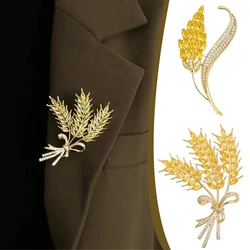 Strass squisiti spilla dorata in metallo di grano per le donne vestito maglione di lusso elegante spille da bavero accessori per gioielli regalo di coppia