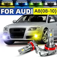 2x Car LED Front Fog Lights Bulbs Dual Colors Switchback White Yellow For AUDI A8 S8 D3 2008 2009 2010 12v ice blue green canbus