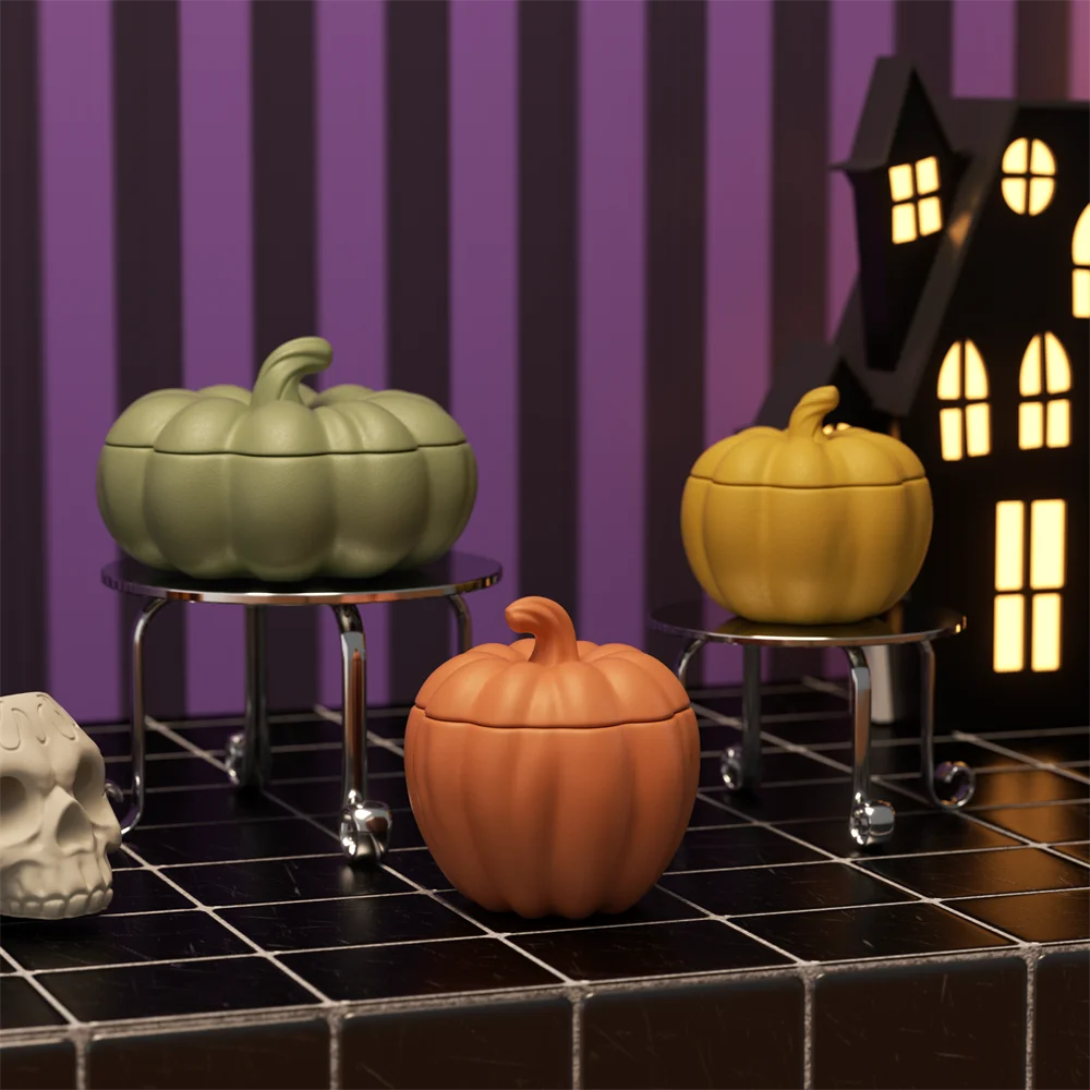 

Nicole Flat Pumpkin Candle Jar Molds for Concrete Halloween Jesmonite Silicone Mould DIY Gifts Home Decor