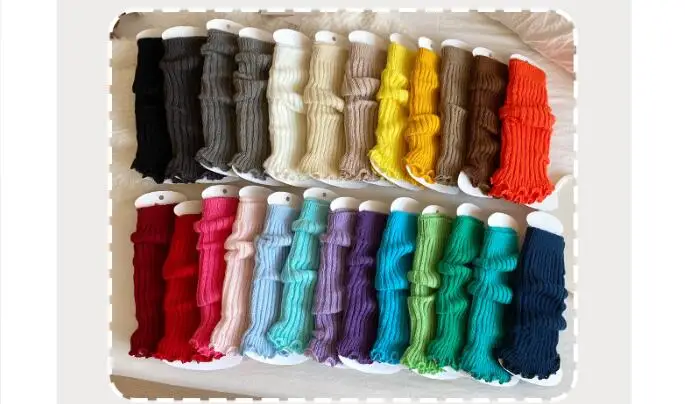 4 Pairs Solid Color Ribbed Knit Leg Warmers Socks Boot Cuffs Foot Covers Girls Autumn Winter Fashion Knitted Slouch Leg Warmers