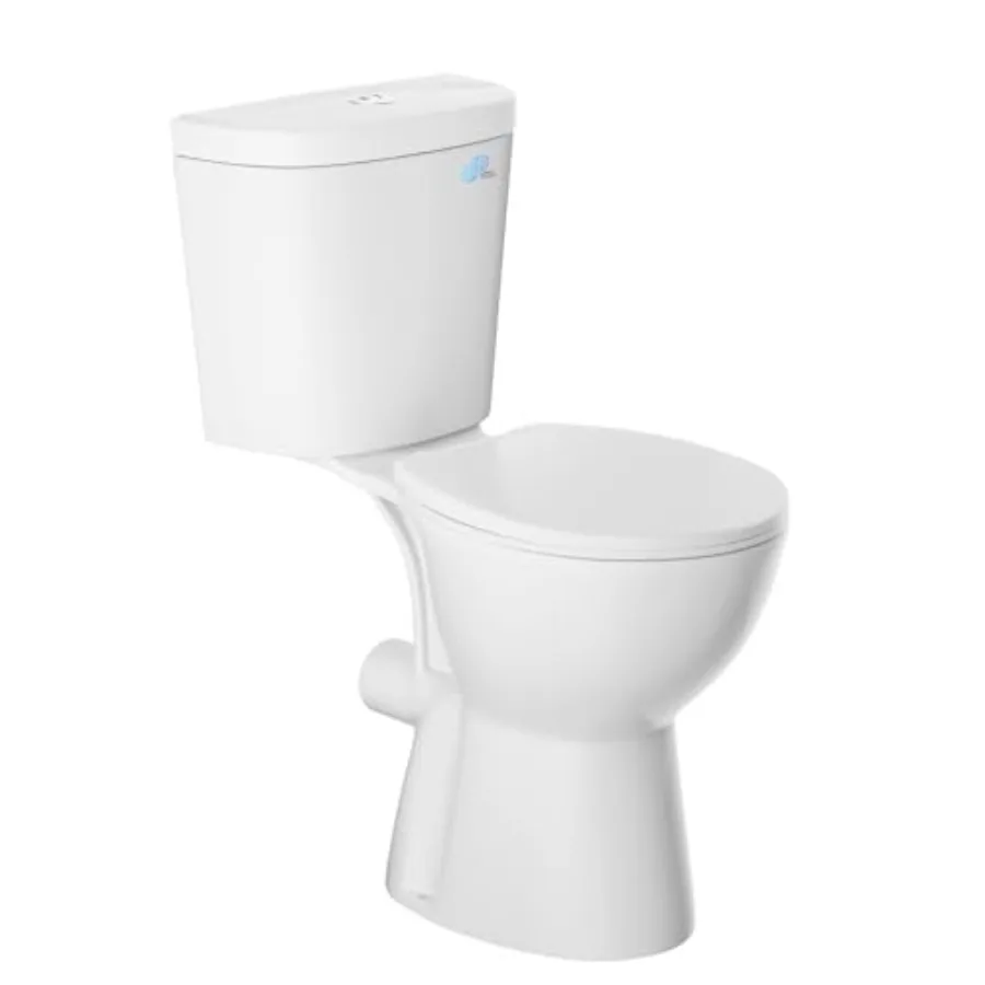 Rear Outlet 19 Inch ADA High Tall Toilet with Dual Flush 0.8/1.28 GPF Round Design for Seniors and Disabled Durable White Ceram