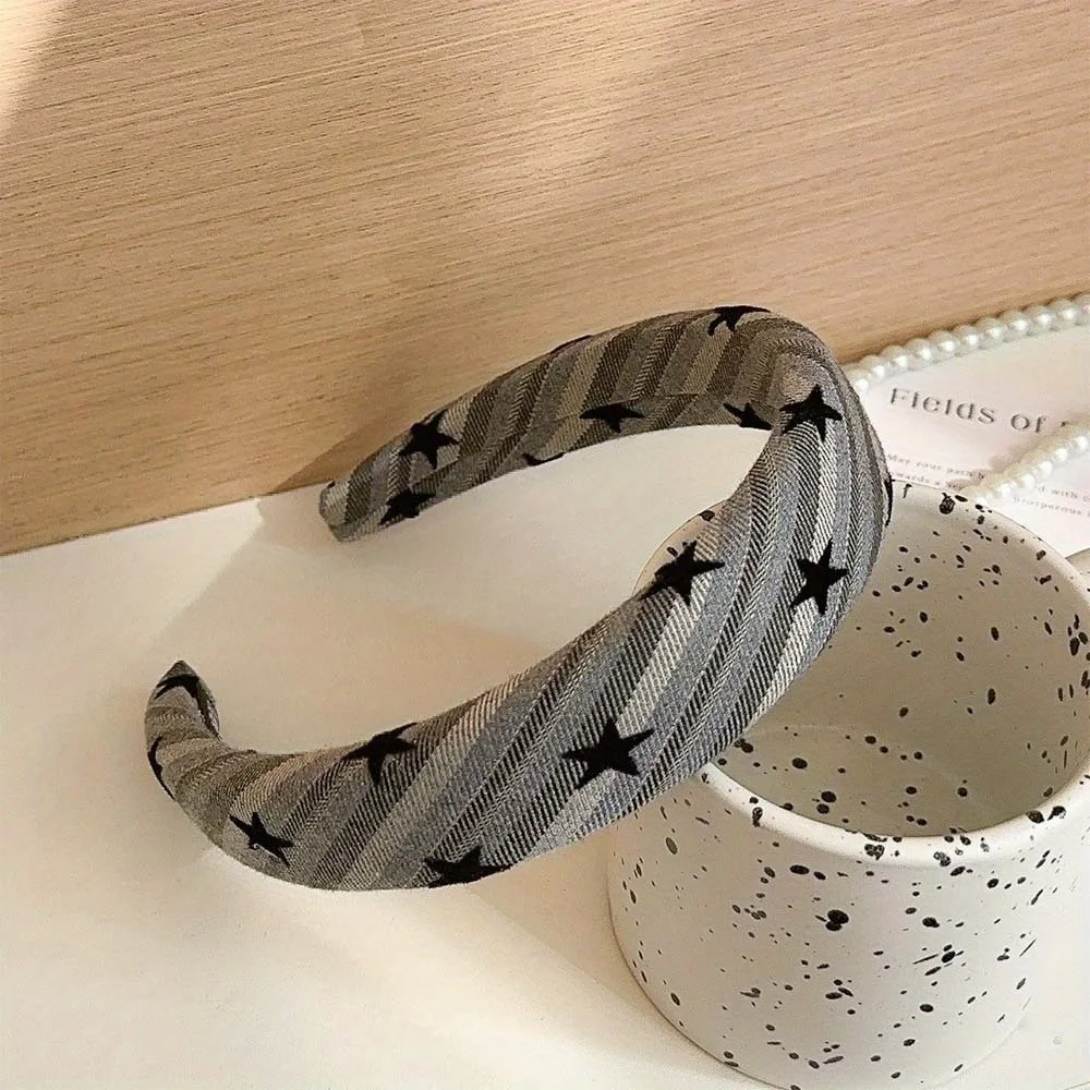 

Retro Star Stripe Headband Hairband Hair Hoop Wide French Vintage High Crown for Women Fashion Events Hair Accessories Headwear