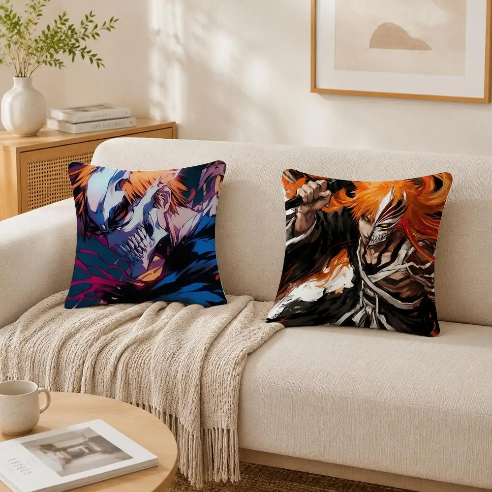 Hot Anime B-bleach Kurosaki Ichigo Cushion Cover Plush Decorative Pillow Case With Hidden Zipper Fashion Room Decor For Home
