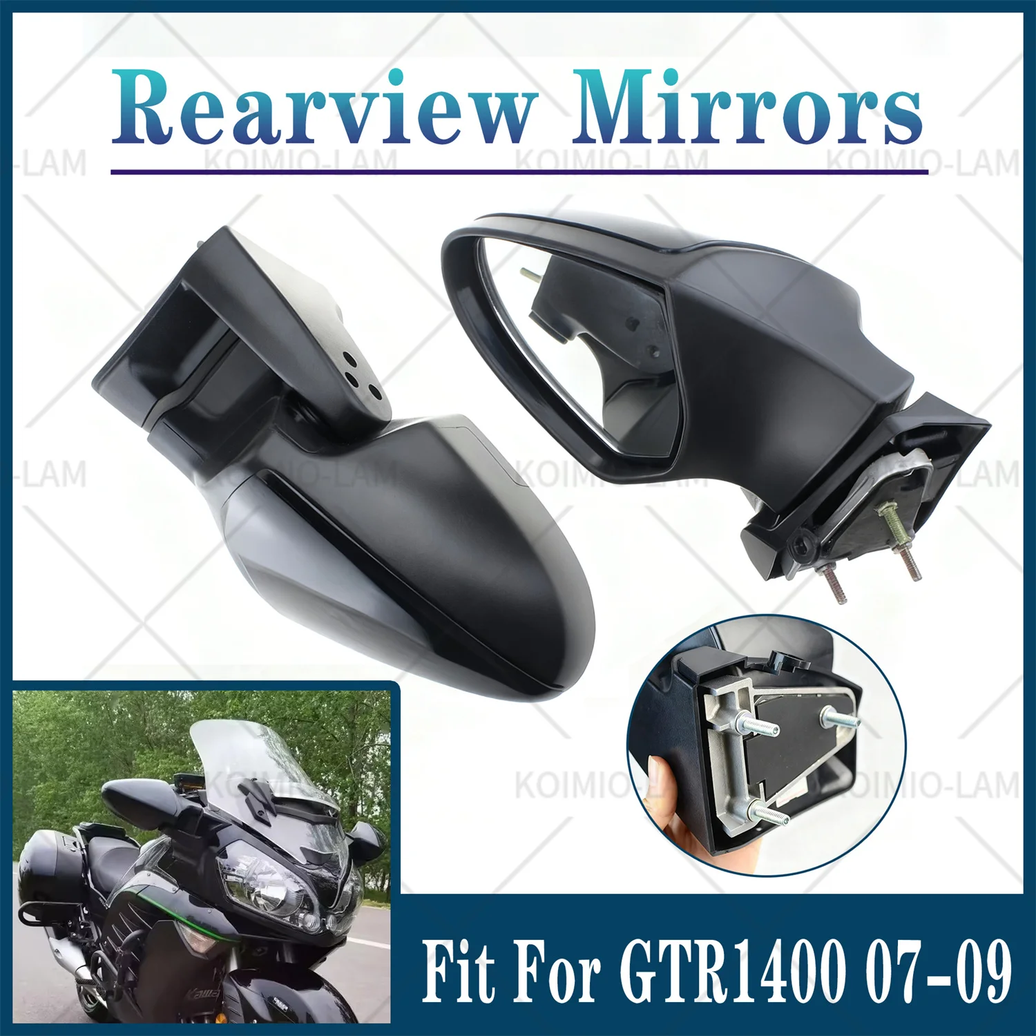 Fit For  2007 - 2009 KAWASAKI Concours 14 GTR1400 ZG1400 Motorcycle Rear View Side Mirror Rearview Mirrors ZG 1400 GTR 2008