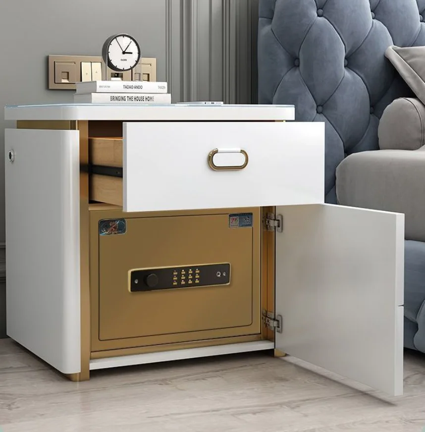 منضدة ذكية حديثة شحن لاسلكي طاولة بجانب السرير بلوتوث صوت LED مصباح خشبي قابل للتعديل لاستخدام غرفة نوم الشقة #3